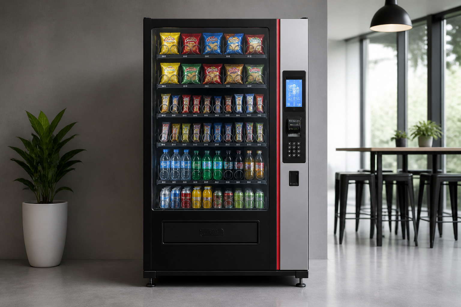 Modern combo snack and drink vending machine